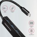 Axagon HMC-GL3A USB-C-Hub 3x USB-A Gbit-LAN schwarz USB 3.2 Gen 1 (3.1 Gen 1) Type-C 5000 Mbit/s Czarny AXAGON