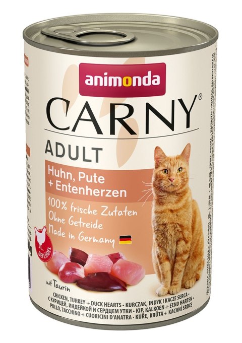 ANIMONDA Carny Adult kurczak, indyk, kacze serca - mokra karma dla kota - 400g Animonda