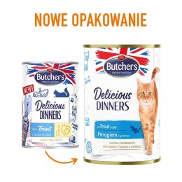 BUTCHER'S Delicious Dinners Kawałki z pstrągiem w galaretce - mokra karma dla kota - 400 g Butcher's