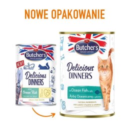 BUTCHER'S Delicious dinners Kawałki z rybą morską w galaretce - mokra karma dla kota - 400 g Butcher's