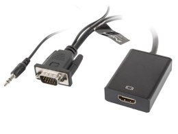 Adapter Lanberg AD-0021-BK (D-Sub (VGA), Mini Jack M - HDMI F; 0,20m; kolor czarny) Lanberg