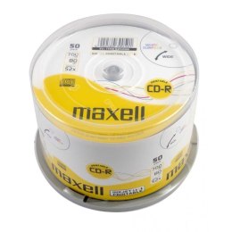 MAXELL CD-R 700MB, 50 szt. w opakowaniu cake (szpindel), szybkość zapisu 52X, 80 min. Płyty wysokiej jakości z możliwością nadru Maxell