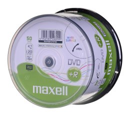 MAXELL Płyta DVD+R 4,7GB, 50 szt. w opakowaniu cake (szpindel). Prędkość zapisu 16X, 120 min. Płyty do nadruku atramentowego. Pr Maxell